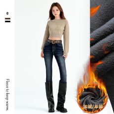 批发加绒<b class='q'>高腰</b>显瘦小脚牛仔裤女2025秋冬季新款弹力修身<b class='q'>铅笔裤</b>