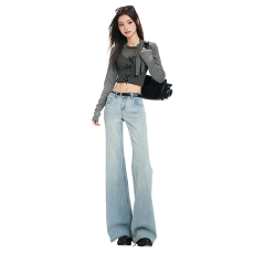 批发2025秋冬美式辣妹低腰喇叭裤修身<b class='q'>显瘦</b>垂感拖地百搭<b class='q'>牛仔裤</b><b class='q'>女</b>