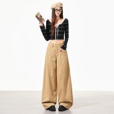 批发新品卡其风格｜时尚模范生｜卡其色休闲<b class='q'>牛仔裤</b>女 常规&加长