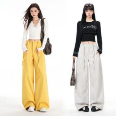 批发松弛公式 ｜甜酷风阔腿裤多巴胺慵懒抽绳阔腿拖地裤女休闲长裤