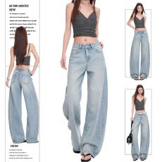 批发2026春夏新款<b class='q'>百搭</b>宽松垂感碎钻美式辣妹弯刀牛仔<b class='q'>裤</b>