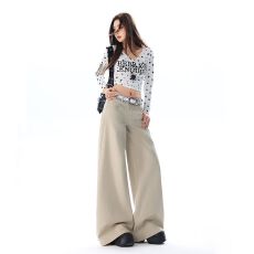 批发2026春季新款休闲洗褪面料阔腿<b class='q'>牛仔裤</b>女美式宽松显瘦<b class='q'>绣花</b>休闲裤子