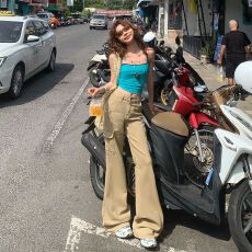 批发美式复古低腰喇叭裤修身<b class='q'>显瘦</b>弹力工装裤垂感百搭春夏牛仔裤<b class='q'>女</b>