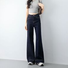 批发梨形身材阔腿宽松喇叭牛仔裤女春季<b class='q'>大码</b>胖mm遮肉显瘦喇叭<b class='q'>长裤</b>加长