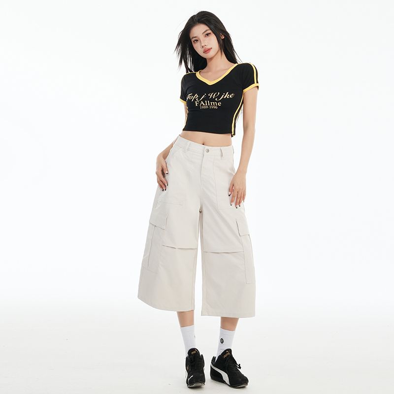 아메리칸 모래 화이트 7 점 워크웨어 데님 반바지 2026 봄 여름 새로운 여성 의류 루즈핏 캐주얼 넓은 다리 여성 바지