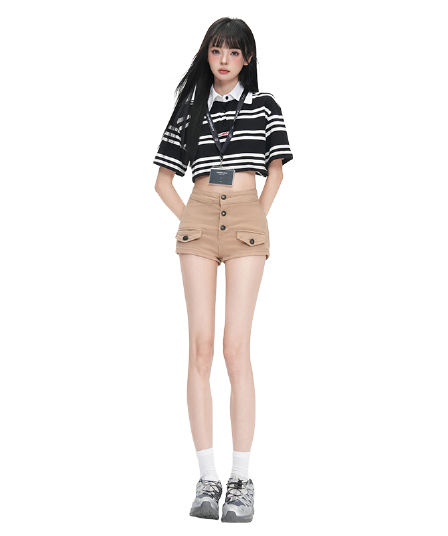 오래된 돈 바람 순수한 욕망 펭 넓적 다리 데님 반바지 여성 2026 여름 새로운 기타 버클 하이웨이스트 타이트 슬림해 보이는 타이트 스커트 핫 바지