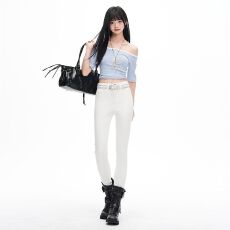 批发白色磨毛弹力紧身高腰显瘦显腿长<b class='q'>小脚裤</b>铅笔裤<b class='q'>牛仔裤</b>女