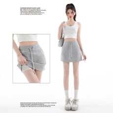 批发运动短裙女2026春夏<b class='q'>新款</b>抽绳高腰辣妹a字休闲包臀半身裙卫裙