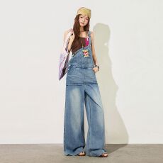 批发独特精致牛仔背带连衣裙假两件<b class='q'>连体</b>裤女春夏2026新款设计感爆款