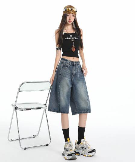 아메리칸 레트로 하늘색 넓은 다리 청바지 여성 2026 년 봄 여름 새로운 루즈핏 슬림해 보이는 바닥 청소 바지