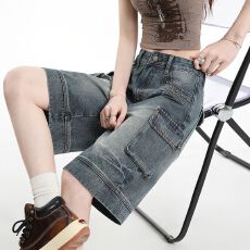 批发2026夏装新款五分裤重工艺<b class='q'>时尚</b>女装牛仔短裤