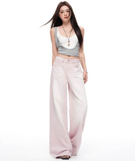 아메리칸 레트로 워시 물 마 오래된 공예 라이 경기 서울 원단 루즈핏 스트레이트 청바지 여성