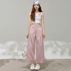 批发夏季新款莱赛尔天丝棉薄款九分裤直筒牛仔裤女<b class='q'>高腰</b>显瘦小个子阔腿
