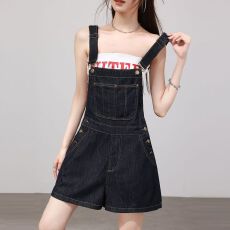 批发甜酷风牛仔背带短裤<b class='q'>女</b>2026夏季新款高腰显瘦小个子阔腿短裤<b class='q'>连体裤</b>