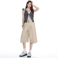 批发夏季新款百搭<b class='q'>七分裤</b><b class='q'>男</b>女小个子宽松<b class='q'>短裤</b>时尚阔腿休闲裤子女