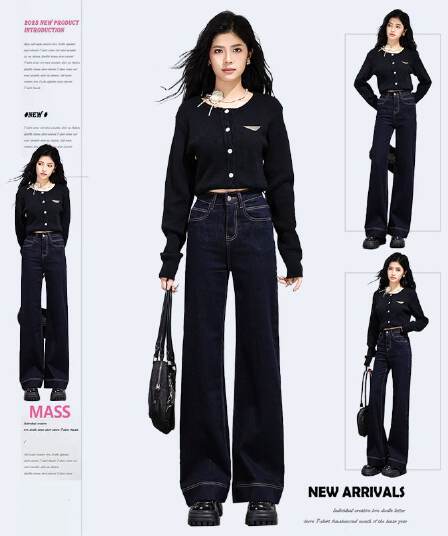폭발 넓은 다리 나팔 단 닝 파란색 넓은 다리 나팔 바지 높은 품질 긴 바지 길이 연장 xs-xl