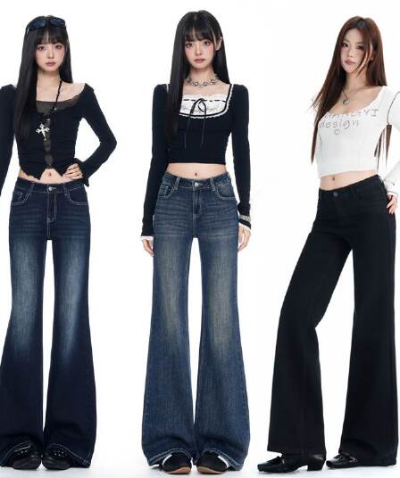 아메리칸 핫걸 아니요 막대기 다리 호스 슈 바지 부츠컷 청바지 여성 가을 2026 새로운 하이웨이스트 슬림해 보이는