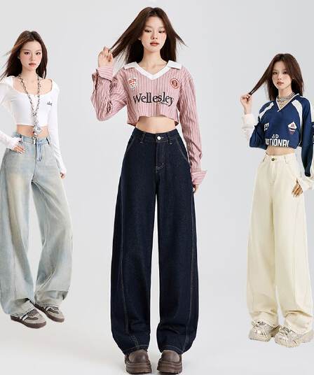 2026 새로운 폭발 청바지 여성 레트로 거리 진한 파란색 국방 퇴색하다 하이웨이스트 슬림해 보이는 패션 모통이 칼 바지 트렌드