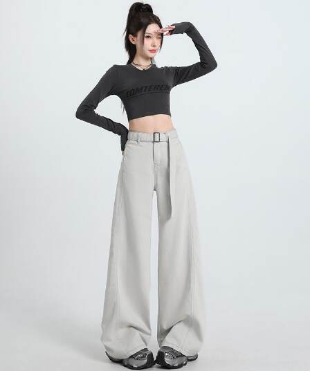 아메리칸 높음 거리 넓은 다리 청바지 여성 2026 새로운 하이웨이스트 느긋한 휴식 도루 센스 스트레이트 바닥 청소 바지