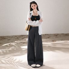 批发秋季新款西装弯刀裤<b class='q'>女</b>薄款高级感高腰休闲阔腿香蕉裤子