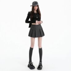 批发学院风减龄显瘦百搭<b class='q'>短裙</b>2026秋冬新款高腰西装小个子a字半身裙
