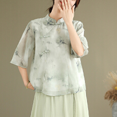 批发2025新款<b class='q'>妈妈</b>装夏装端庄大气上<b class='q'>衣服</b>中老年女士新中式国风小衫