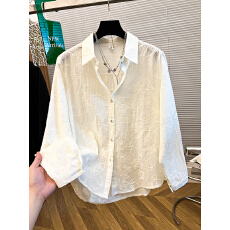 批发刺绣花长袖<b class='q'>衬衫</b>2025日系<b class='q'>森女</b>系甜美翻领单排扣纯色百搭宽松上衣女