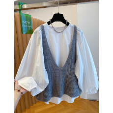 批发减龄针织<b class='q'>马甲</b>衬衫两件套上衣女2026年新款宽松叠穿早秋氛围感穿搭