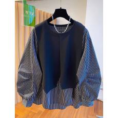 批发独特别致高端黑色<b class='q'>马甲</b>拼接假两件衬衫女2026新款宽松条纹上衣