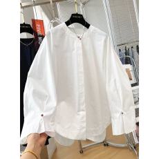 批发韩系慵懒风独特漂亮巨好看纯棉长袖圆领<b class='q'>衬衫</b>女春装宽松设计感上衣