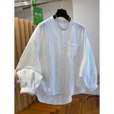 批发高级感白色花纹提花衬衫女<b class='q'>长袖</b>2026早春新款宽松超仙漂亮圆领上衣