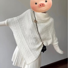 批发小香风<b class='q'>时尚</b>套装穿搭一整套秋冬新款高级感斗篷针织衫百褶裙两件套