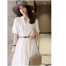 批发初恋白色蕾丝连衣裙2026新款女春夏镂空法式温柔仙女超仙甜美裙子