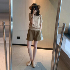 批发2026新款清纯甜美时尚洋气炸街减龄休闲<b class='q'>职业</b>阔腿短裤两件<b class='q'>套装</b>女夏