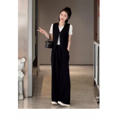 批发盐系轻熟御姐范高级感轻奢减龄黑色马甲两件<b class='q'>套装</b><b class='q'>裤</b>女2026夏季新款