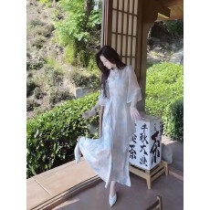 批发新中式国风长裙夏季收腰显瘦牡丹印花吊带连衣裙+罩衫上衣<b class='q'>套装</b>女