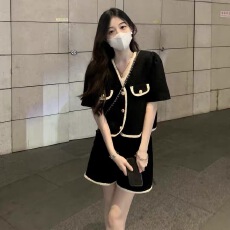 批发法式小香风套装女开衫<b class='q'>外套</b>上衣夏季直筒裤短裤时尚裤子气质两件套