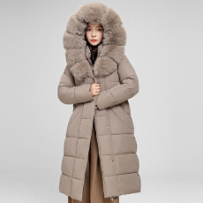 批发<b class='q'>欧美</b>外贸<b class='q'>高端</b>时尚大毛领羽绒棉服女中长款过膝收腰女士棉衣潮
