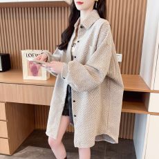 批发实拍2025秋冬原版质量大码女装中长款毛呢<b class='q'>衬衫</b>外套女