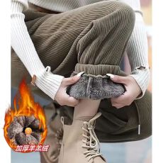 批发冬季大码加厚加绒灯芯绒裤子<b class='q'>女</b>2025新款<b class='q'>女</b>装宽松显瘦束脚<b class='q'>哈伦裤</b>子