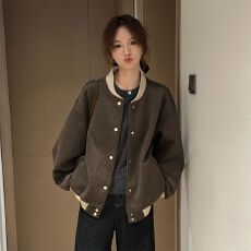 批发拼接撞色<b class='q'>棒球</b>服洋气加厚显瘦上衣冬新减龄时尚休闲外套女