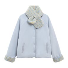 批发送围巾 双面穿摇粒绒棉服外套女2025新款冬季配围巾加厚百搭上衣