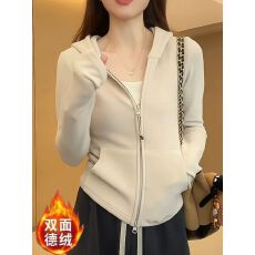 批发设计感拉链连帽卫衣女装秋冬季新款<b class='q'>修身</b>百搭<b class='q'>外套</b>简约上衣