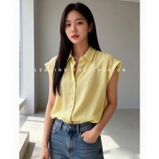 实拍 新款韩系纯亚麻飞飞袖衬衫女夏季纯色宽松显瘦别致小衫上衣