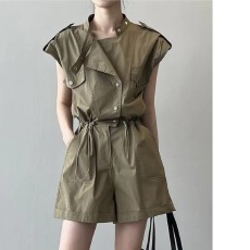 批发工装连衣短<b class='q'>裤</b>连体<b class='q'>裤</b><b class='q'>夏季</b>薄款<b class='q'>裤</b>子阔腿小个子连体衣套装时尚<b class='q'>连身</b><b class='q'>裤</b>