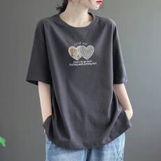 批发棉圆领100%纯棉后包领短袖t恤<b class='q'>夏季</b>大码宽松遮肚高档时尚百搭