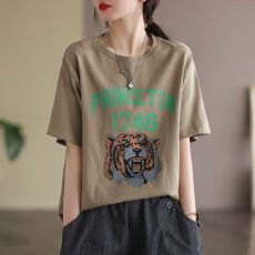 批发纯棉  韩版 <b class='q'>T</b><b class='q'>恤</b>女夏季新款宽松国潮时尚印花百搭圆领<b class='q'>短袖</b><b class='q'>T</b>恤衫潮