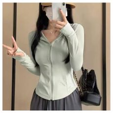 批发韩版2026连帽防晒衣拉链 设计感连帽防晒短外套女 大量