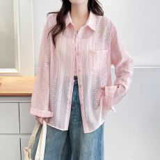 批发韩版 防晒夏季衬衫<b class='q'>新款</b>宽松轻薄长袖薄款设计衬衣开衫<b class='q'>外套</b>上衣