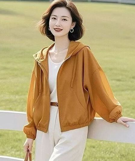 쇼트 스타일 새로운 후드 2026 여름 통기성 자외선 차단 복 도파민 얇은 스타일 루즈핏 작은 패션 다용도 재킷